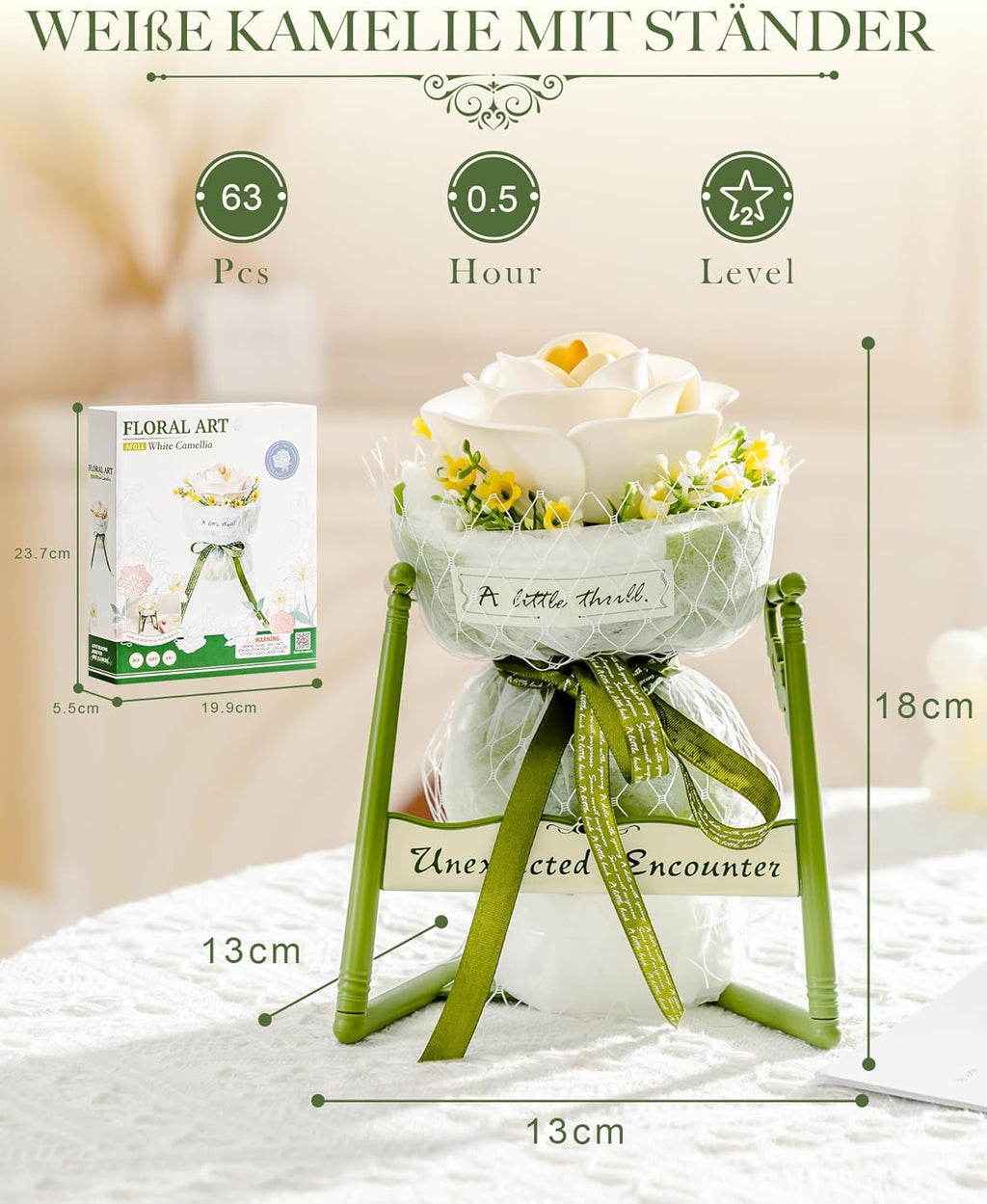 ROBOTIME Artificial Flowers 3D Puzzle Model Kits Puzzles For Adults To Build, Decoration Home Decor Accessories Living Room Gifts For Women, Camellia
