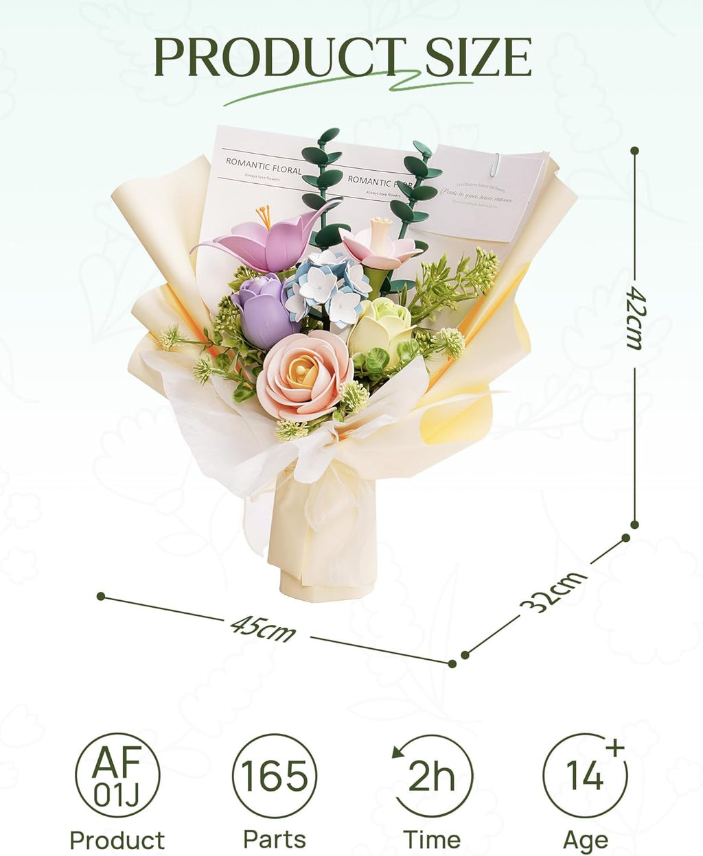 ROBOTIME 3D Plastic Flower Puzzle, Spring Time Bouquet DIY Model Kits For Gift