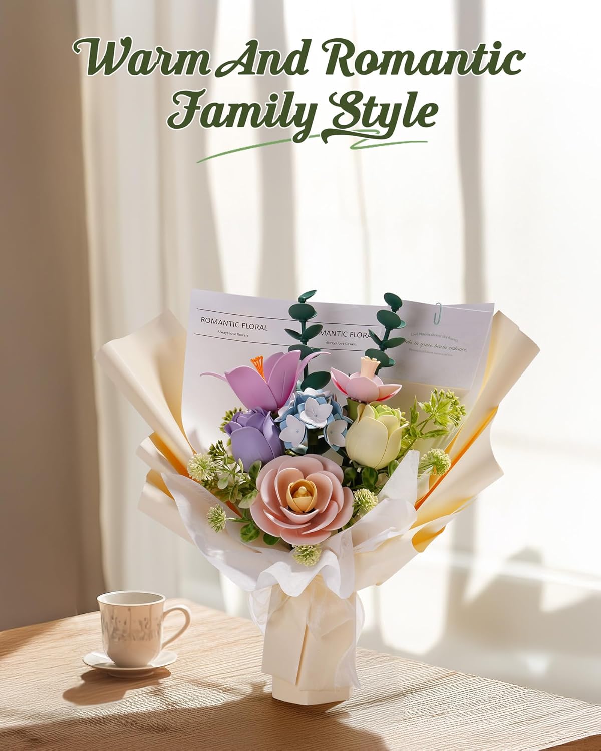 ROBOTIME 3D Plastic Flower Puzzle, Spring Time Bouquet DIY Model Kits For Gift
