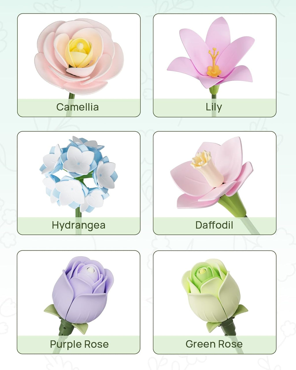 ROBOTIME 3D Plastic Flower Puzzle, Spring Time Bouquet DIY Model Kits For Gift