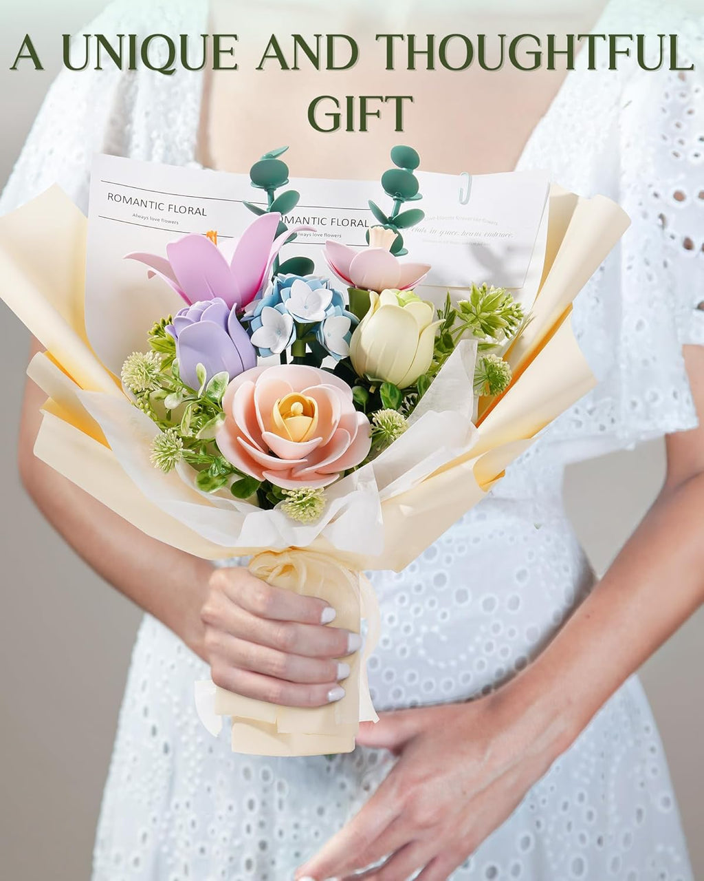 ROBOTIME 3D Plastic Flower Puzzle, Spring Time Bouquet DIY Model Kits For Gift
