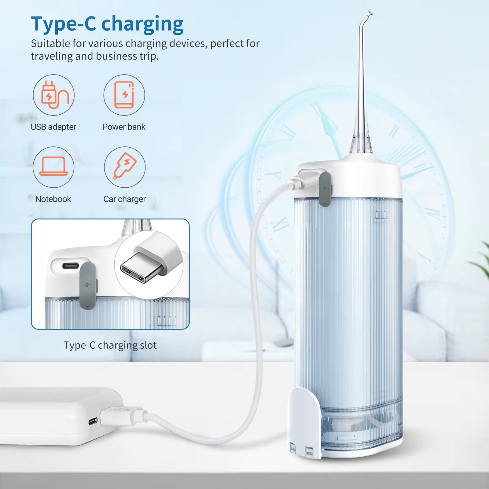 V1, Portable Water Flosser. Disinfects And Cleans Teeth