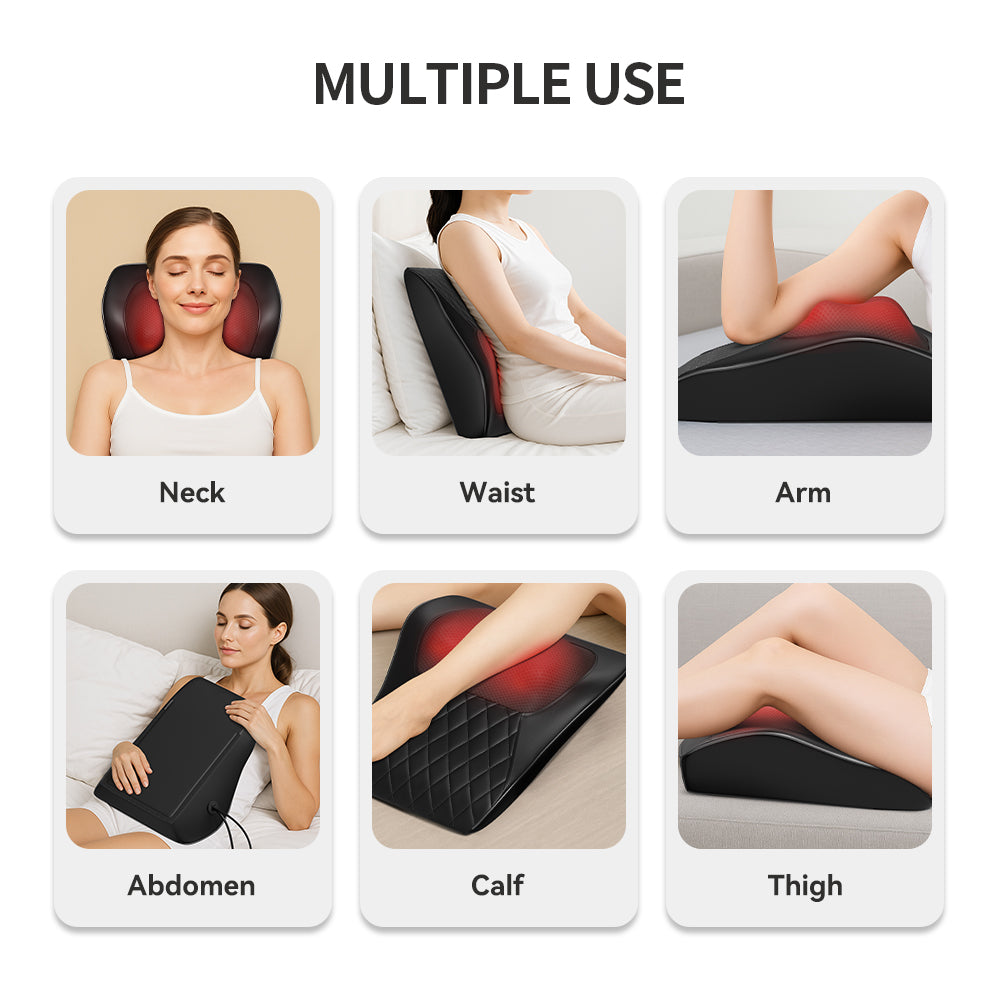 Shiatsu 3D Massage Pillow For Neck, Back & Shoulders Electric Massage Cushion With Heat Function, Ergonomic Design, Ideal For Home, Office & Car Use